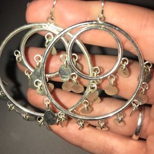 Dangle Sterling Silver Feathered Earrings